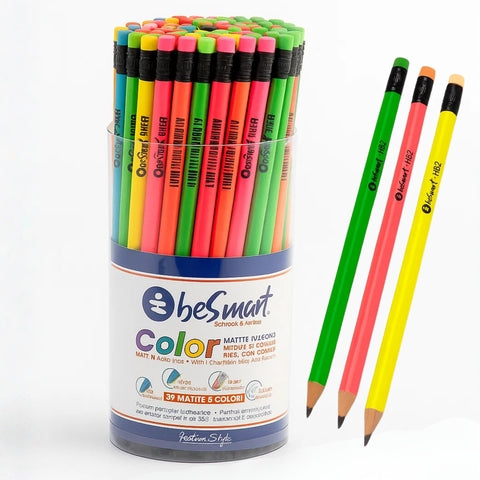 Tubo da 96 Matite con gomma colori ass. BeSmart