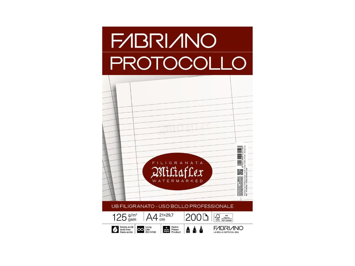 Carta Protocollo Uso Bollo Notarile Fabriano Cf. 200 FF.