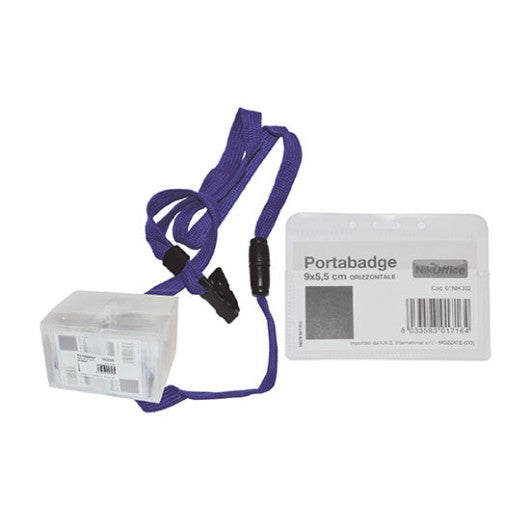 Porta Badge Rigido con Laccio Orizzontale cm. 9x5,5 cf. 30 pz.