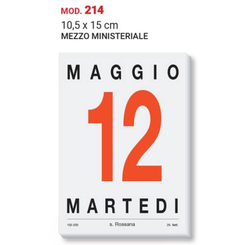 Calendario Blocco da Muro 10,5x15cm 214 Mezzo Ministeriale