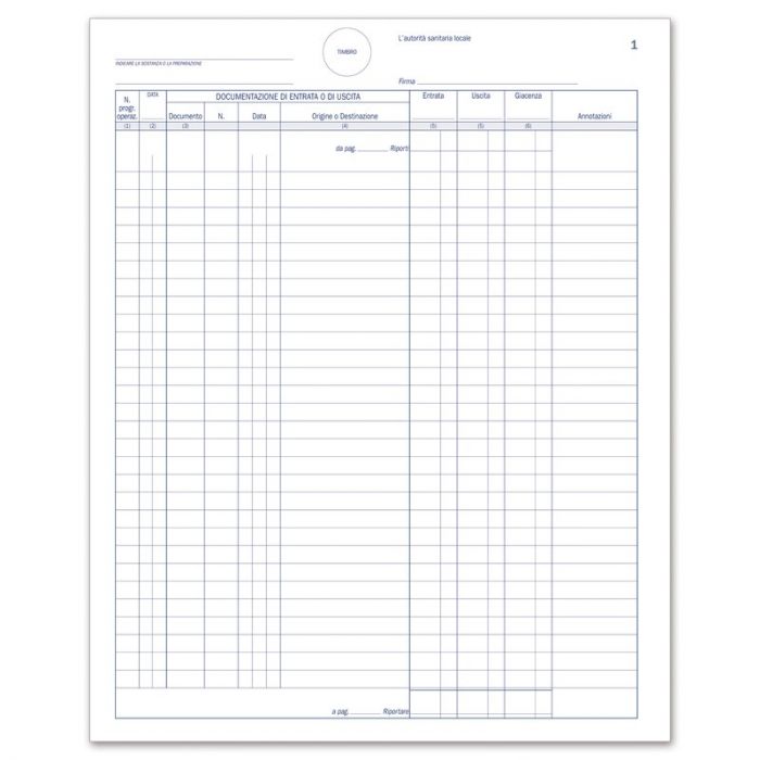 Registro Entrate-Uscite Stupefacenti 100 Fogli