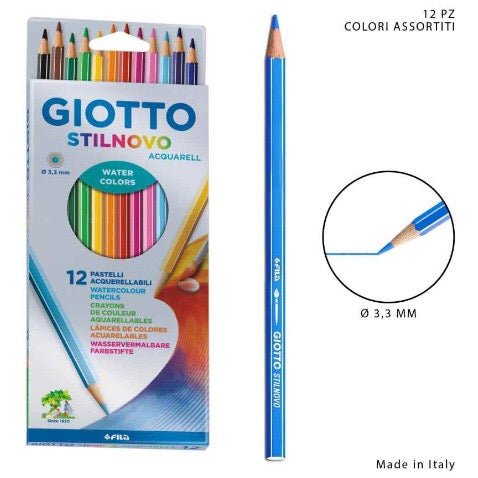 Pastelli Giotto Stilnovo Acquerellabili a 12 colori