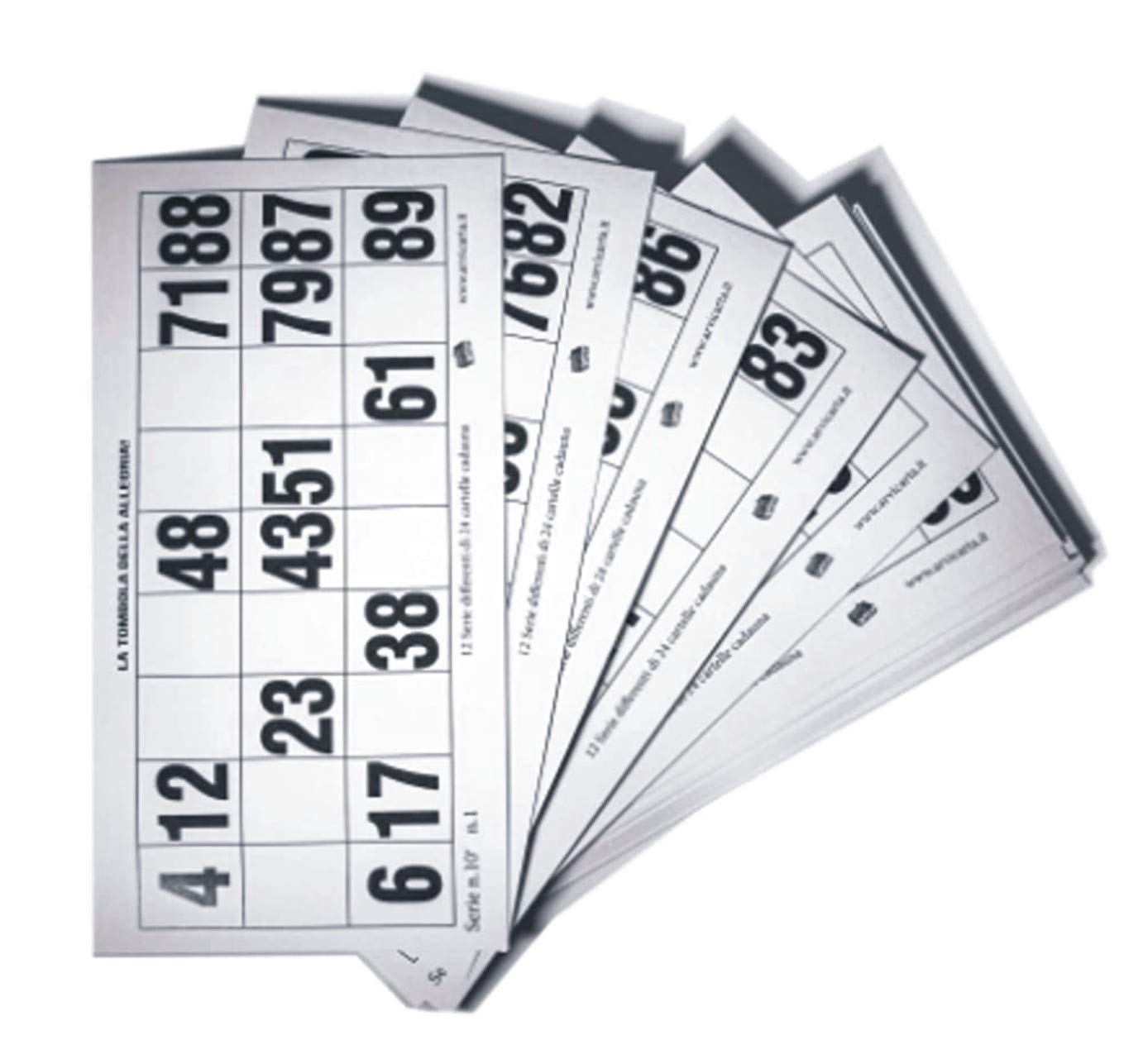 Cartelle per Tombola 12 Serie Differenti di 24pz. cadauna
