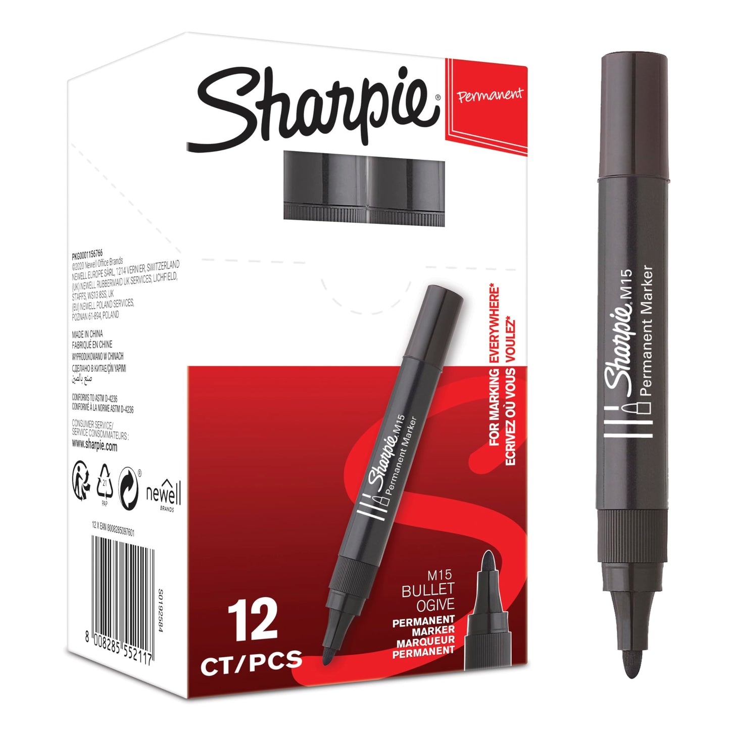 Paper Mate Sharpie Grinta Marker M15 Punta Tonda Nero
