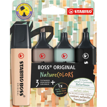 Stabilo Evidenziatori Nature Colors 3 pz.+ 1 Nero