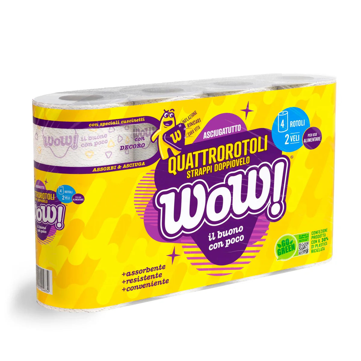 Rotoli Asciugatutto uso alimentare 2 veli cf. 4 Rt. " WOW "