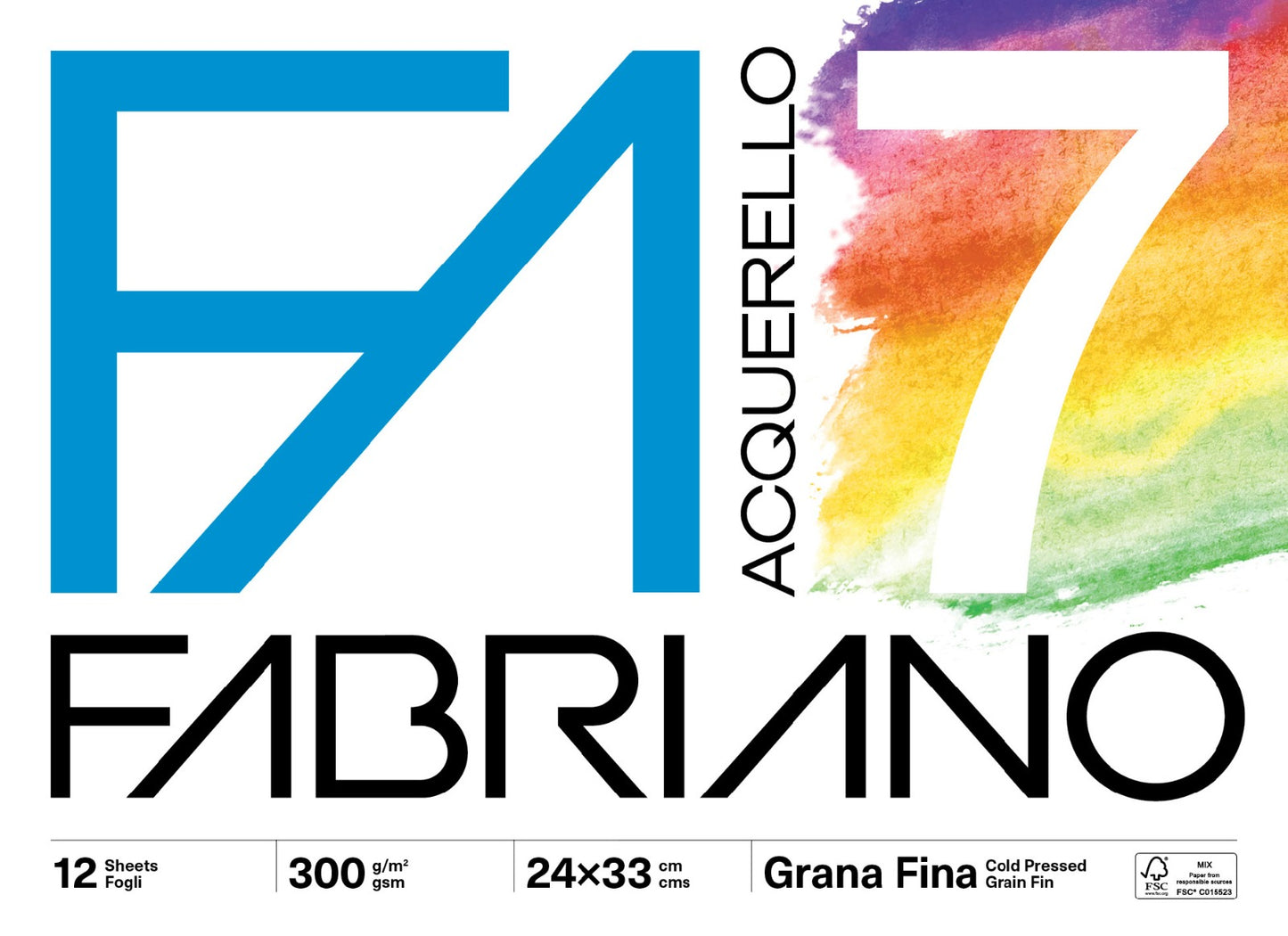 Blocco Fabriano 7 Acquerello 12 ff. 300 gr. Grana Fina