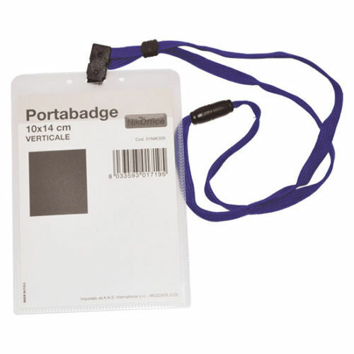 Porta Badge Rigido con Laccio Verticale cm. 14x10 cf. 30 pezzi