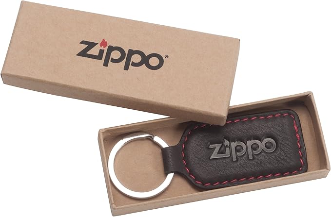 Zippo Portachiavi in pelle da uomo, 6 cm, colore: moka