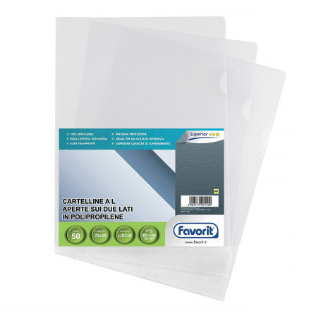 Buste a " L " Aperte sui due Lati 22x30 Pratic Superior in PP Cf. 50 pz.