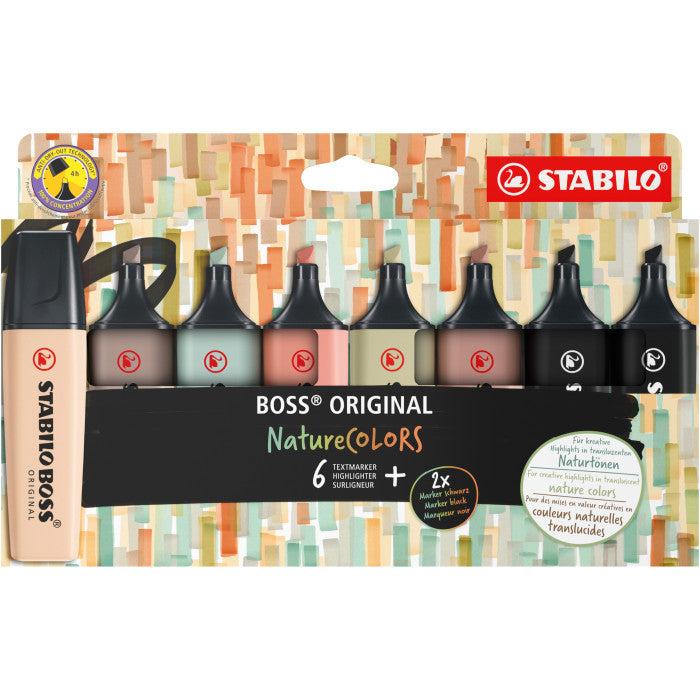 Stabilo Evidenziatori Nature Colors 6 pz.+ 2 Neri