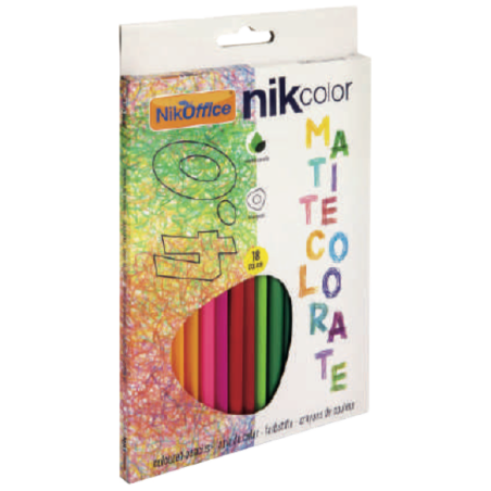 Pastelli Nik Color Wood Tria a 18 Colori con Mina da 4.0