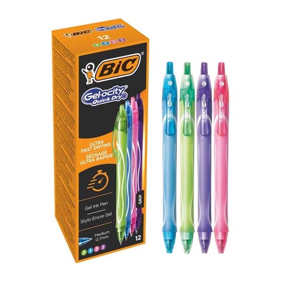 Penne Bic Gelocity Quick Dry  in Cf. da 12 Assortita in 4 colori