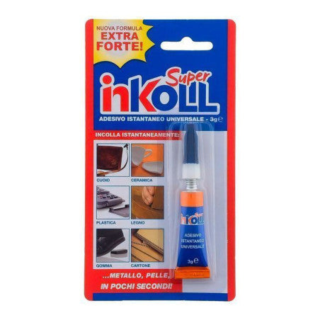 Colla Cianoacrilica in tubetto da 3 Gr. Super Inkoll cf. 12 pezzi