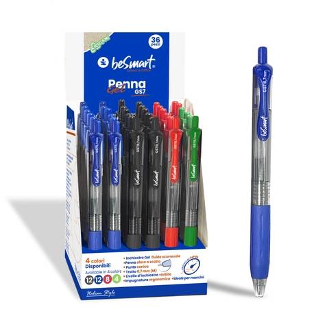 Penna Gel GS7 4 colori in display da 36pz. BeSmart
