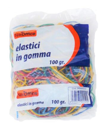 Elastici in Gomma da 100 gr. in bustina colori e misure assortite