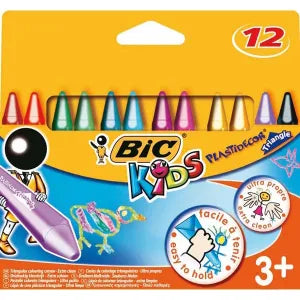 Pastelli a Cera Triangolari Bic Kids a 12 Colori Plastidecor