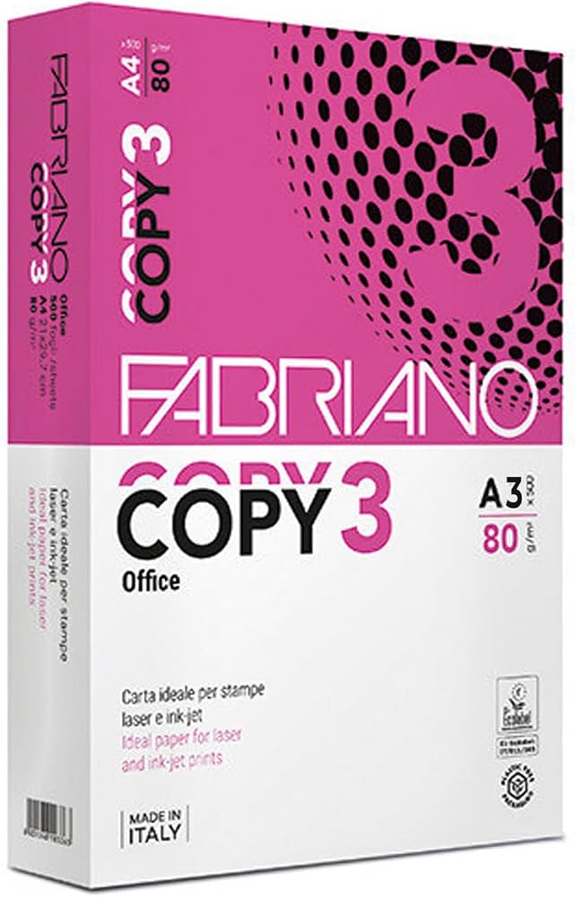 Carta A3 Fabriano Copy 3 80 grammi gr.1 risma da 500 fogli