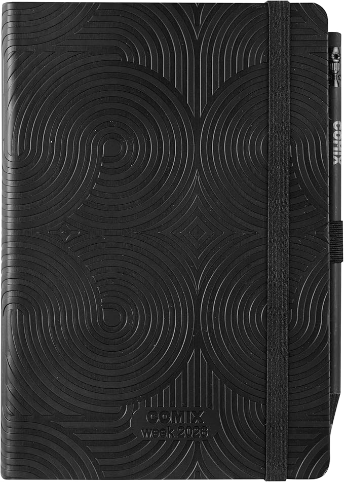 COMIX Mignon  - Agenda 2026, 12 mesi, Giornaliera, con Passante Elastico 4 Motivi