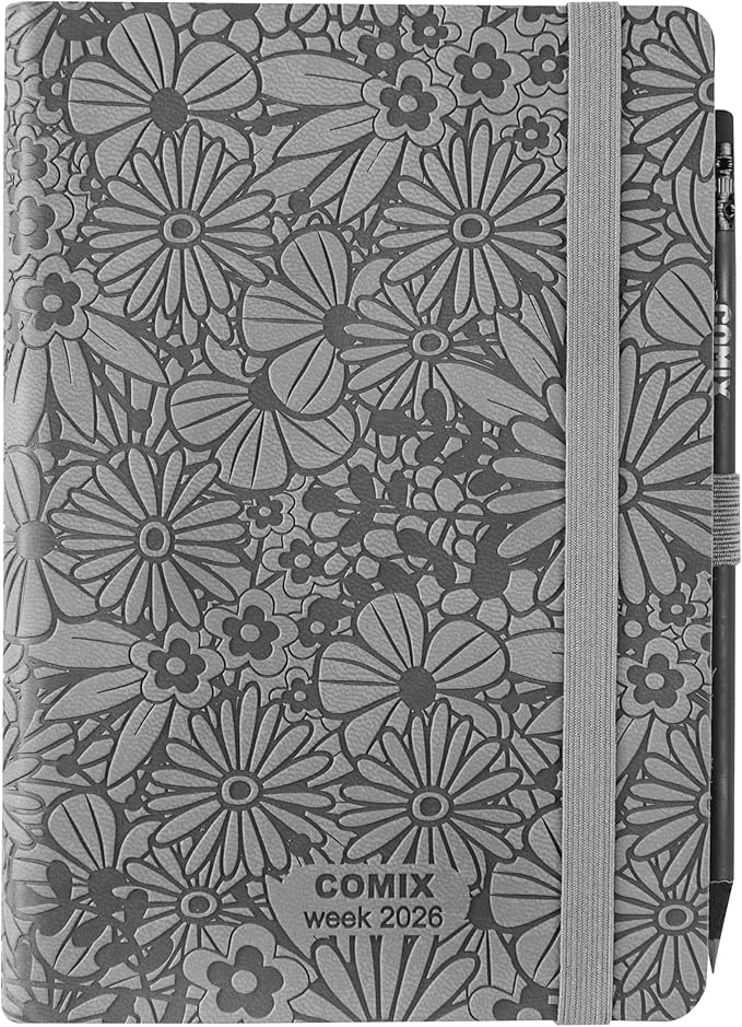 COMIX Mignon  - Agenda 2026, 12 mesi, Giornaliera, con Passante Elastico 4 Motivi