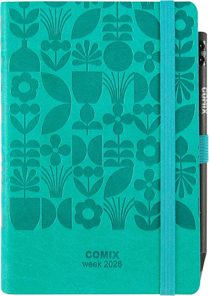 COMIX Mignon  - Agenda 2026, 12 mesi, Giornaliera, con Passante Elastico 4 Motivi