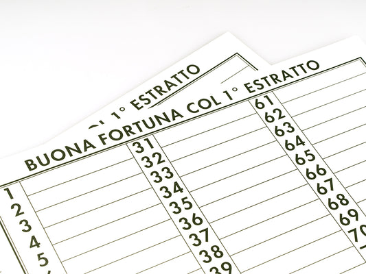 Cartellone 1º Estratto per Riffa Blocco Numerato da 1 a 90 100pz.