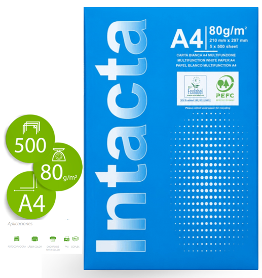 Carta A4 Intacta 80 gr. 1 risma da 500 ff.