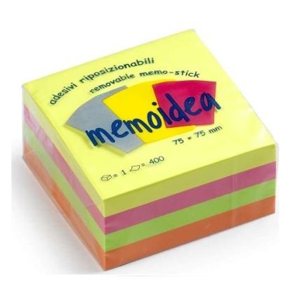 Blocchetti Adesivi 76x76 Cubo Colorato 400 ff. Colori Fluo