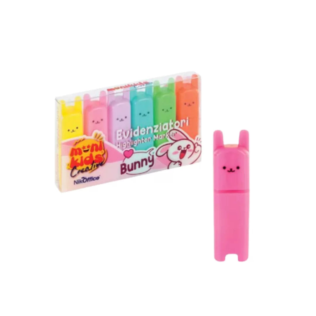 Evidenziatori Mini in Blister da 6 " Bunny " Monikids
