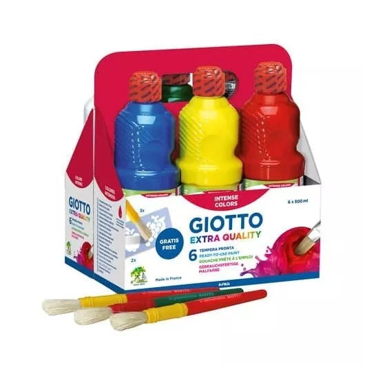 Tempera Pronta Giotto School Paint da 1 litro cesto da 6 colori