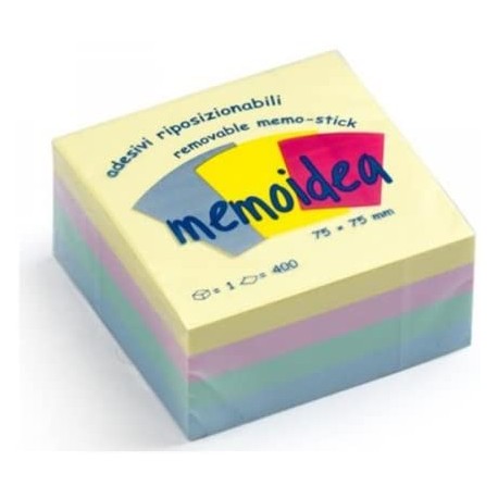 Blocchetti Adesivi 76x76 Cubo Colorato 400 ff. Colori Pastello