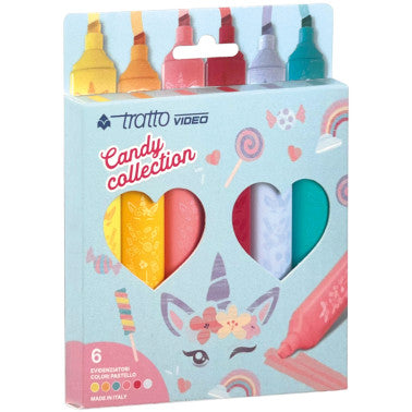 Blister da 6 Evidenziatori Pastello " Candy Collection"