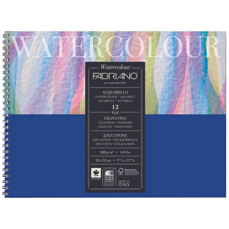 Blocco Watercolor 12ff 21x29,7 300gr Spiralato