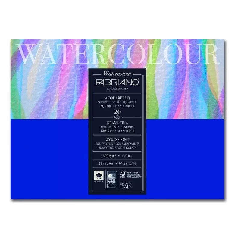 Blocco Watercolor 12ff 24x32 300gr