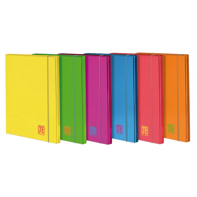 Cartella A 3 Lembi One Color con Elastico ds. 1,2 colori Fluo cf. 6 pezzi
