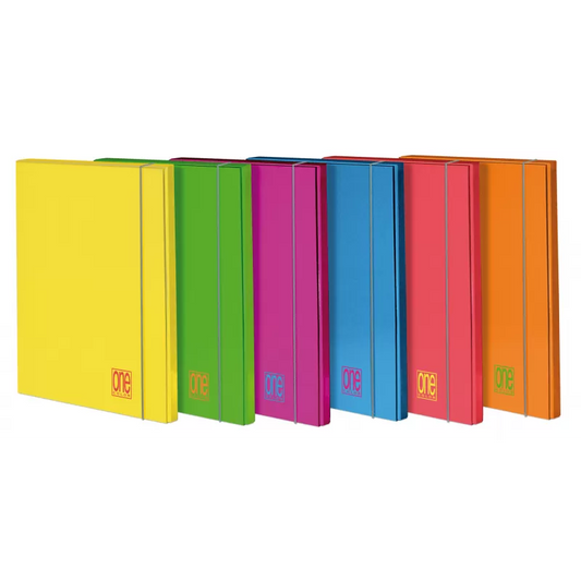 Cartella A 3 Lembi One Color con Elastico ds. 1,2 colori Fluo cf. 6 pezzi