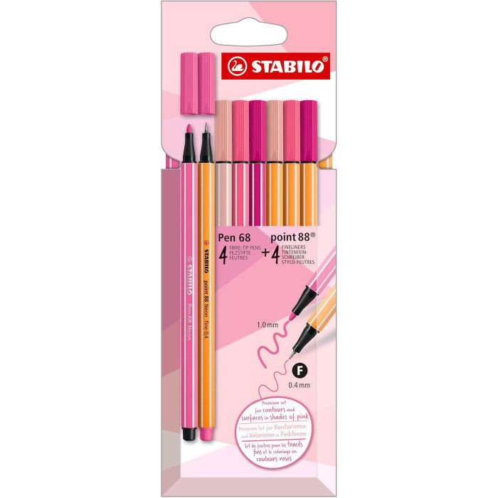 Pennarelli Stabilo kit 4 Pen 68 4 point 88 Shades of Pink